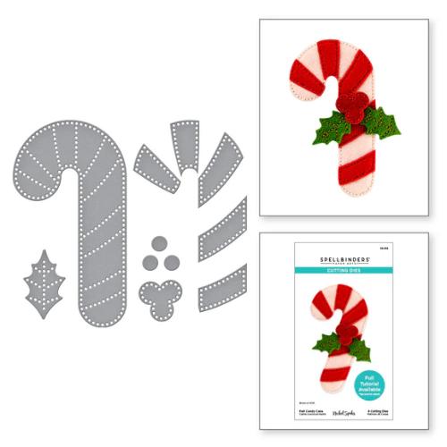 Spellbinders Felt Candy Cane Etched Dies from the Felt Stitch & Create Collection by Nicole Spohr