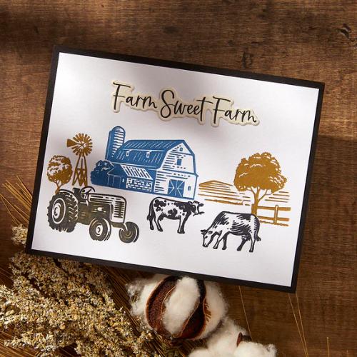 Spellbinders Farm Sweet Farm Registration BetterPress Plate & Die Set from the Justine's Farm Collection by Justine Dvorak