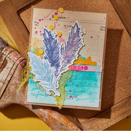 Spellbinders Feather Dream BetterPress Plates & Die Set from the Collaged Birds Collection by Dina Wakley