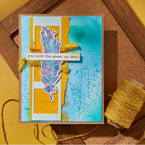 Spellbinders Scribbled Letter Embossing Folder from the Collaged Birds Collection by Dina Wakley