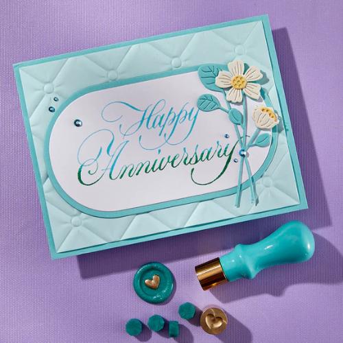 Spellbinders Copperplate Happy Anniversary BetterPress Plate from the Copperplate Happy Everything Sentiments Collection by Paul Antonio
