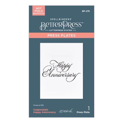Spellbinders Copperplate Happy Anniversary BetterPress Plate from the Copperplate Happy Everything Sentiments Collection by Paul Antonio