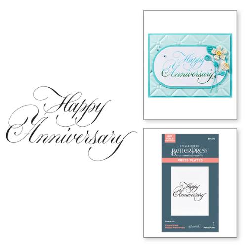 Spellbinders Copperplate Happy Anniversary BetterPress Plate from the Copperplate Happy Everything Sentiments Collection by Paul Antonio