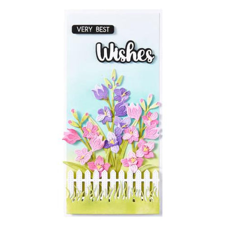 Spellbinders Very Best Wishes Sentiments Clear Stamp & Die Set from the Wildflowers Collection by Lisa Horton