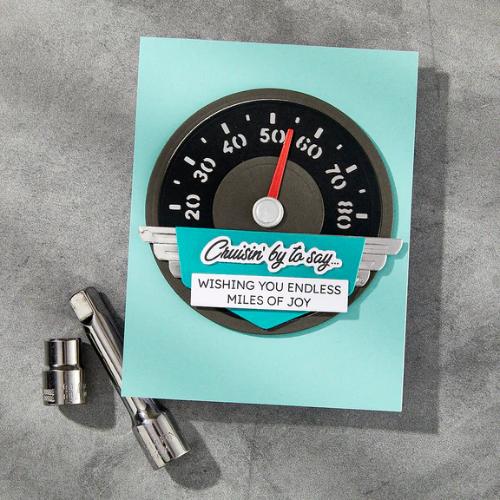 Spellbinders Speedometer Etched Dies from the Classic Road Legends Collection by Mindy Eggen