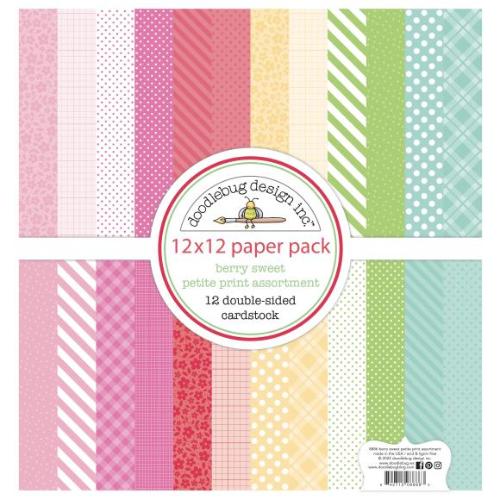 Doodlebug Design Berry Sweet 12x12 Inch Petite Prints Assortment Pack (8886)