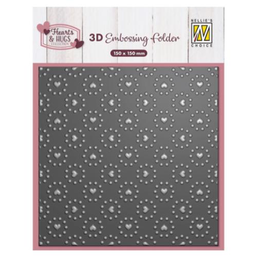 Nellie Snellen 3D Embossing Folder Hearts & Dots (EF3D103)