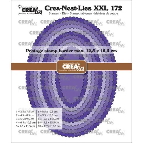 Crea-Nest-Lies XXL Dies No. 172 Ovals with Postage Stamp Border (CLNestXXL172)