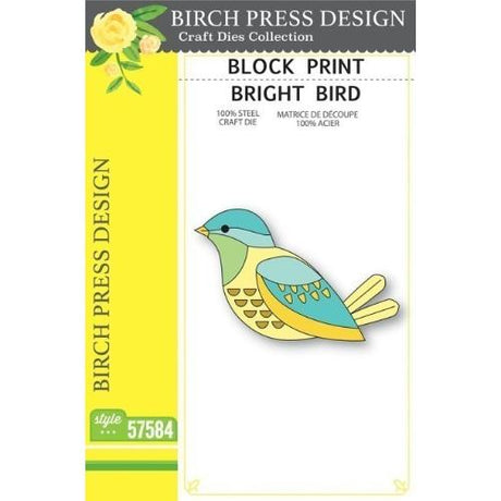 Birch Press Design Block Print Bright Bird