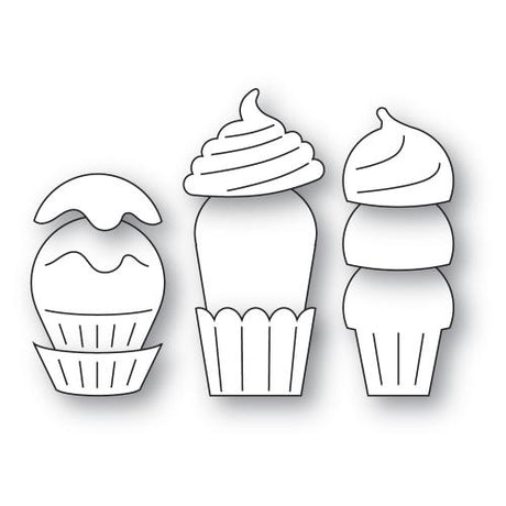 Poppy Stamps 2678 Frosted Cupcake Trio craft die