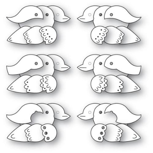 Poppy Stamps  2712 Nordic Birds of a Feather craft die