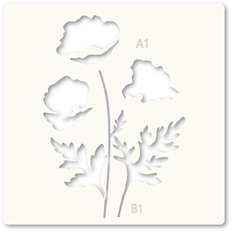 Memory box 88621 – Playful Poppies Stencil Set