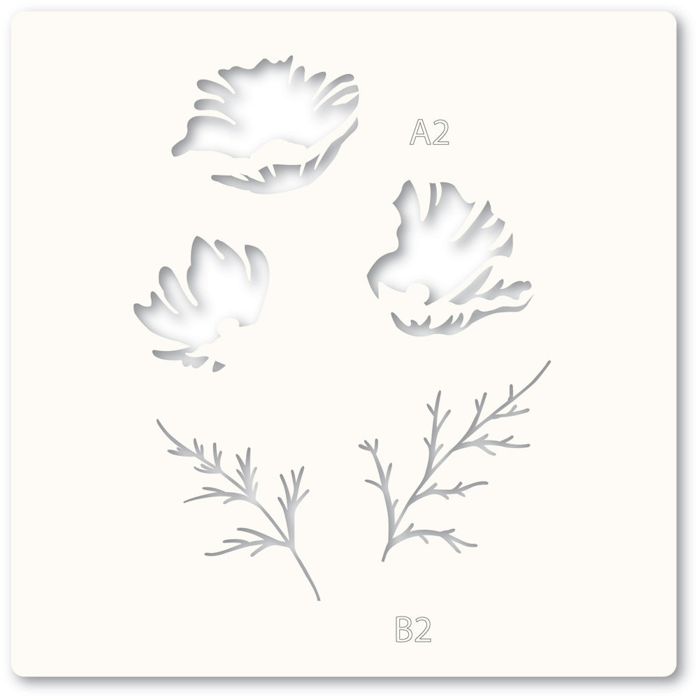 Memory box 88621 – Playful Poppies Stencil Set