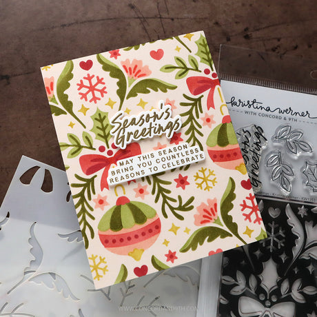 Concord & 9th KW Ornamental Christmas Stamp Set (6 x 8), Stencil & Die Bundle