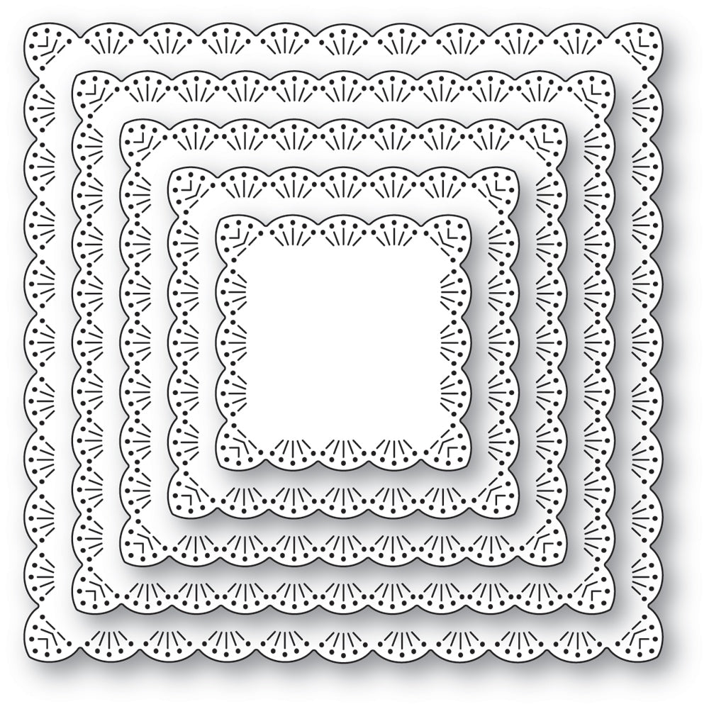 Memory Box Fan Stitch Scalloped Square Frames Craft Die - 95008