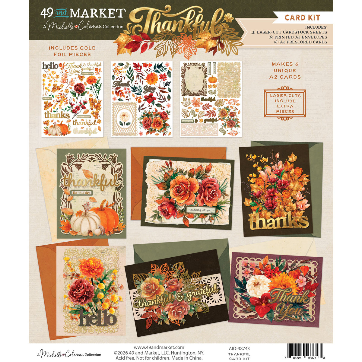 49 & Market Thankful Card Kit with Gold Foil - AIO-38743