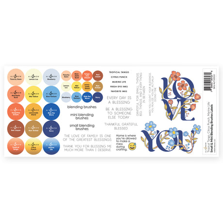 Altenew Small & Mini Blending Brushes Label Set - Tropical Tango, Citrus Punch, Marine Life