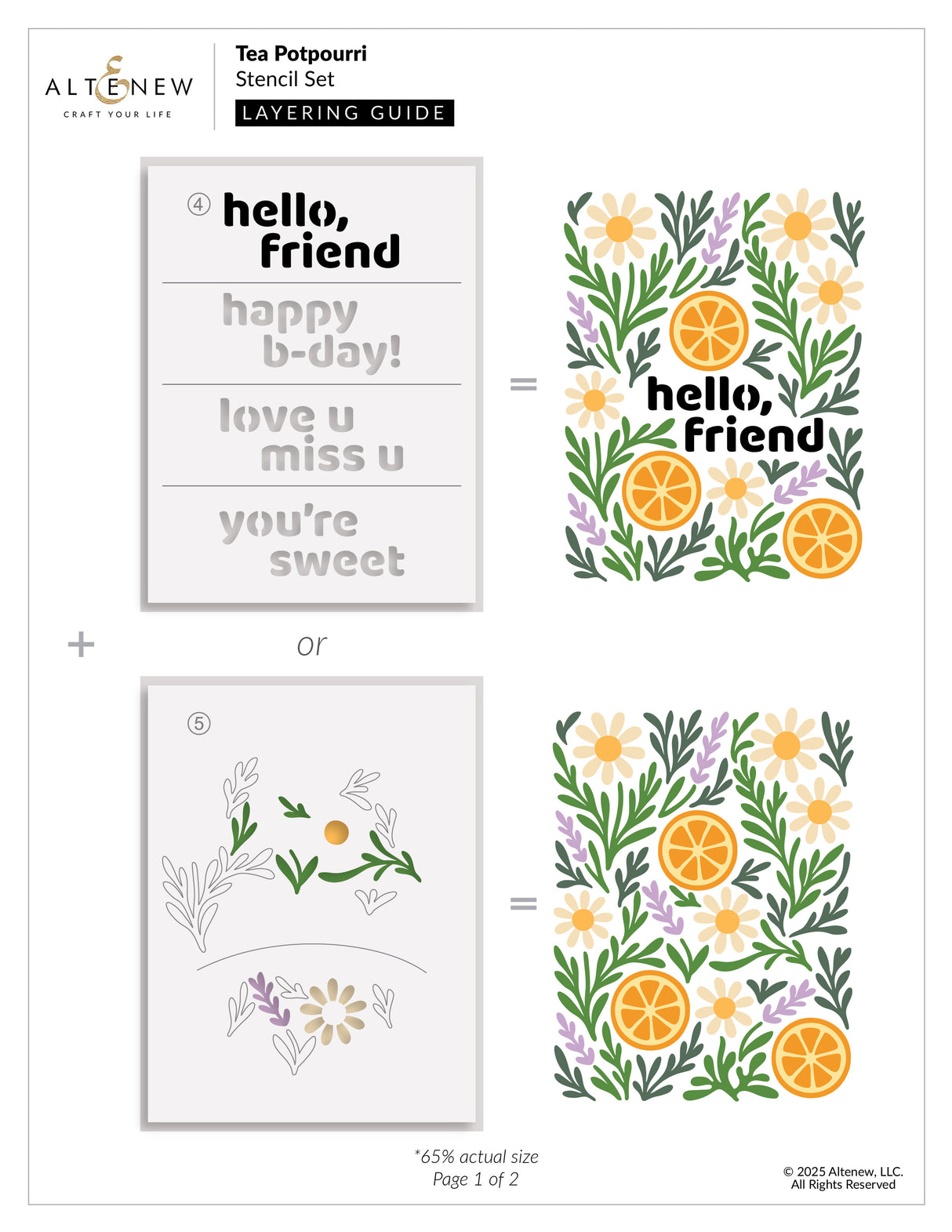 Altenew Tea Potpourri Stencil Set (5 in 1)