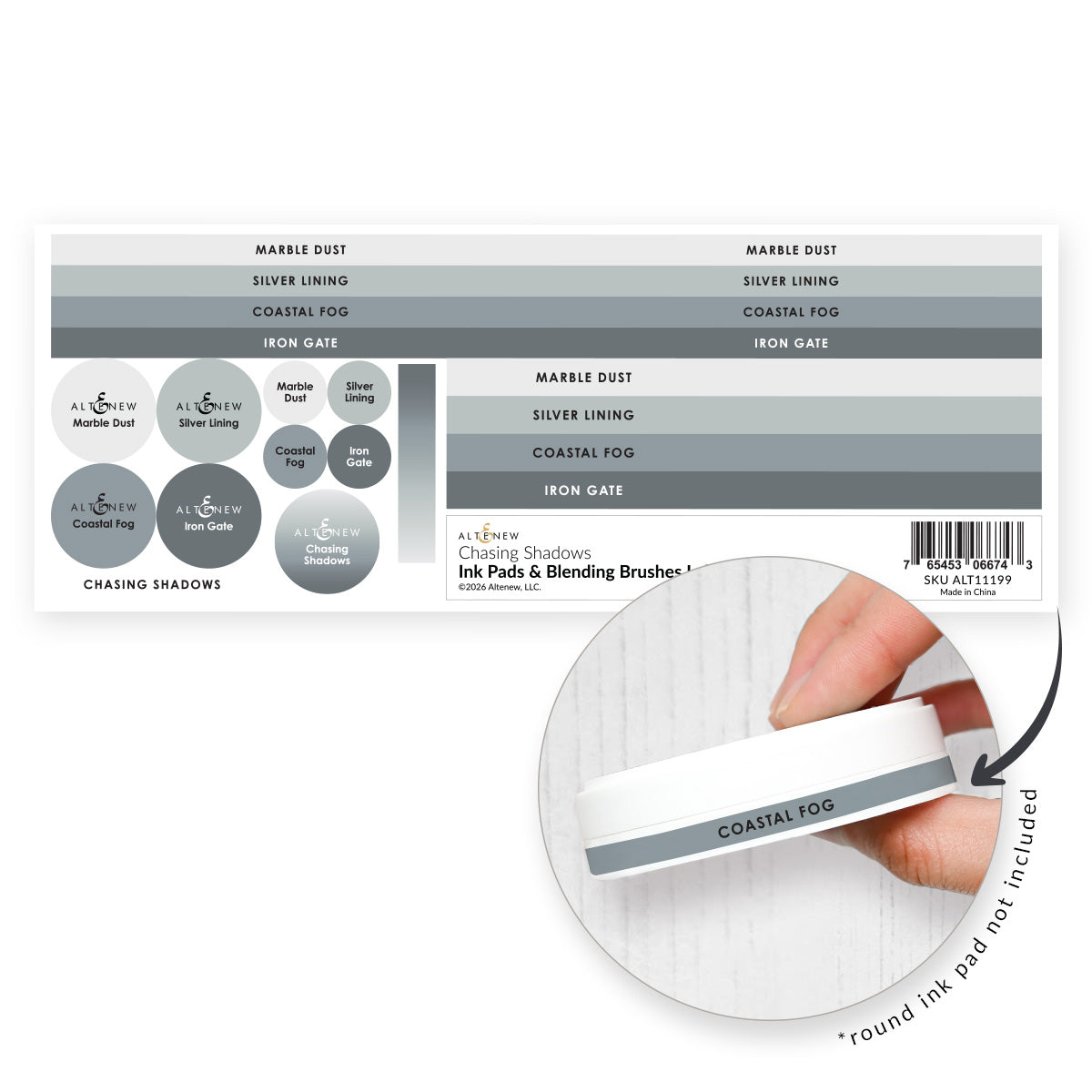 Altenew Ink Pads & Blending Brushes Label Set – Chasing Shadows