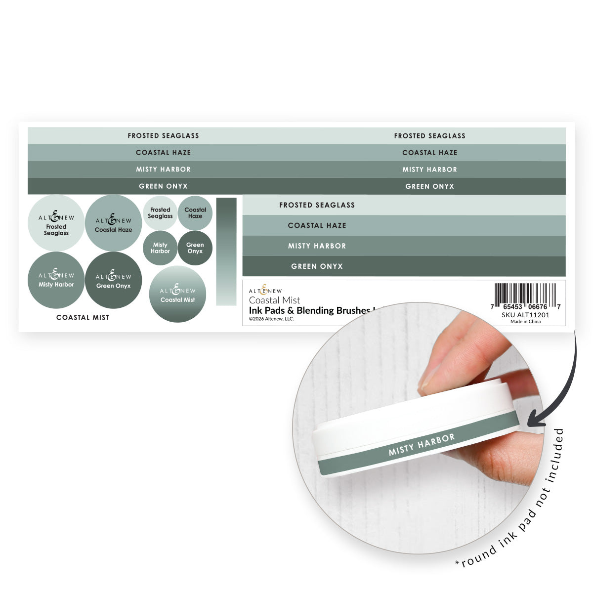 Altenew Ink Pads & Blending Brushes Label Set – Coastal Mist