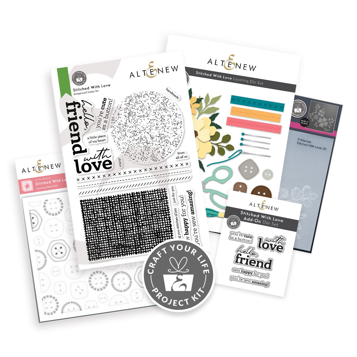 Altenew Craft Your Life Project Kit: Stitched With Love & Add-On Die Bundle