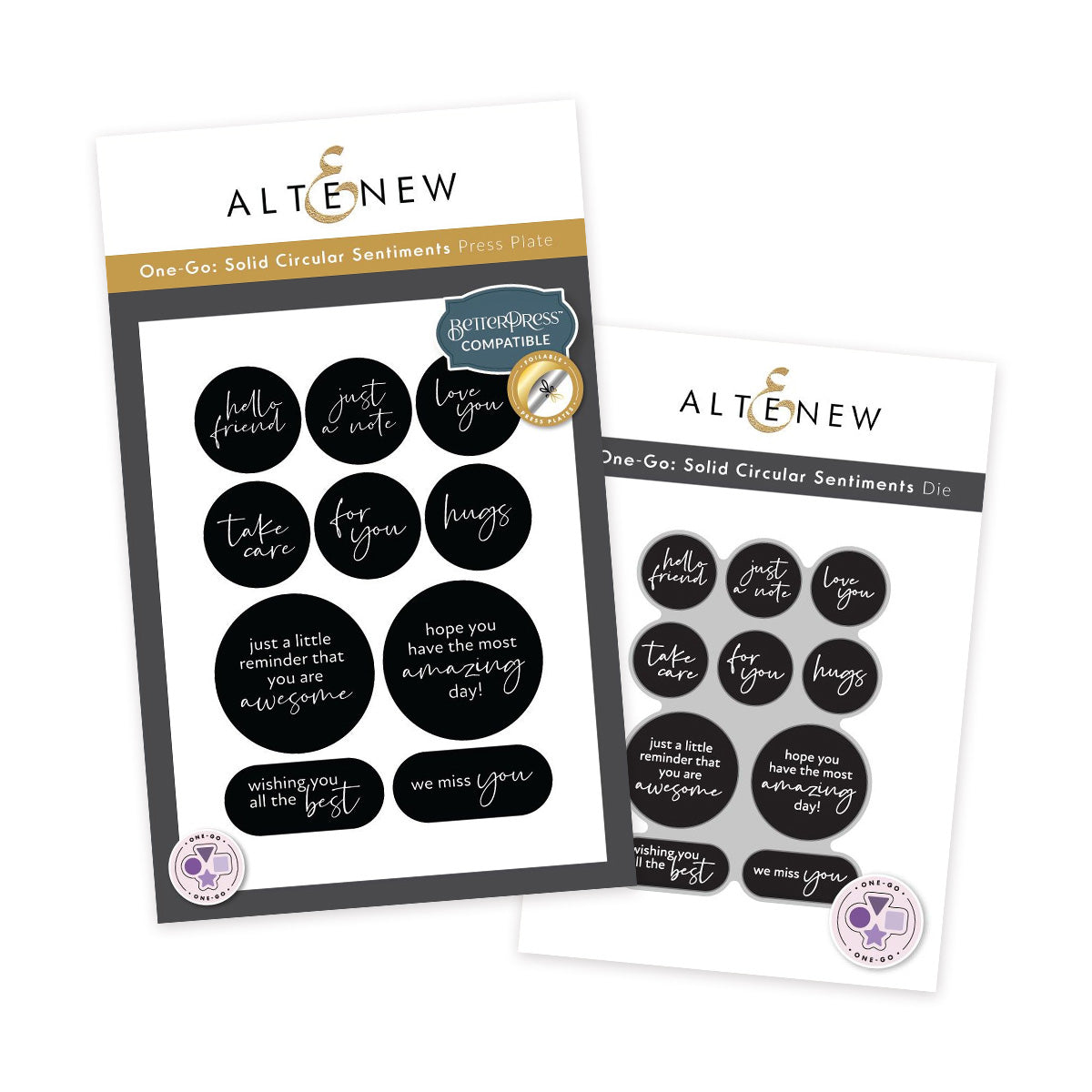 Altenew One Go Solid Circular Sentiments - Complete Bundle - ALT11384BN