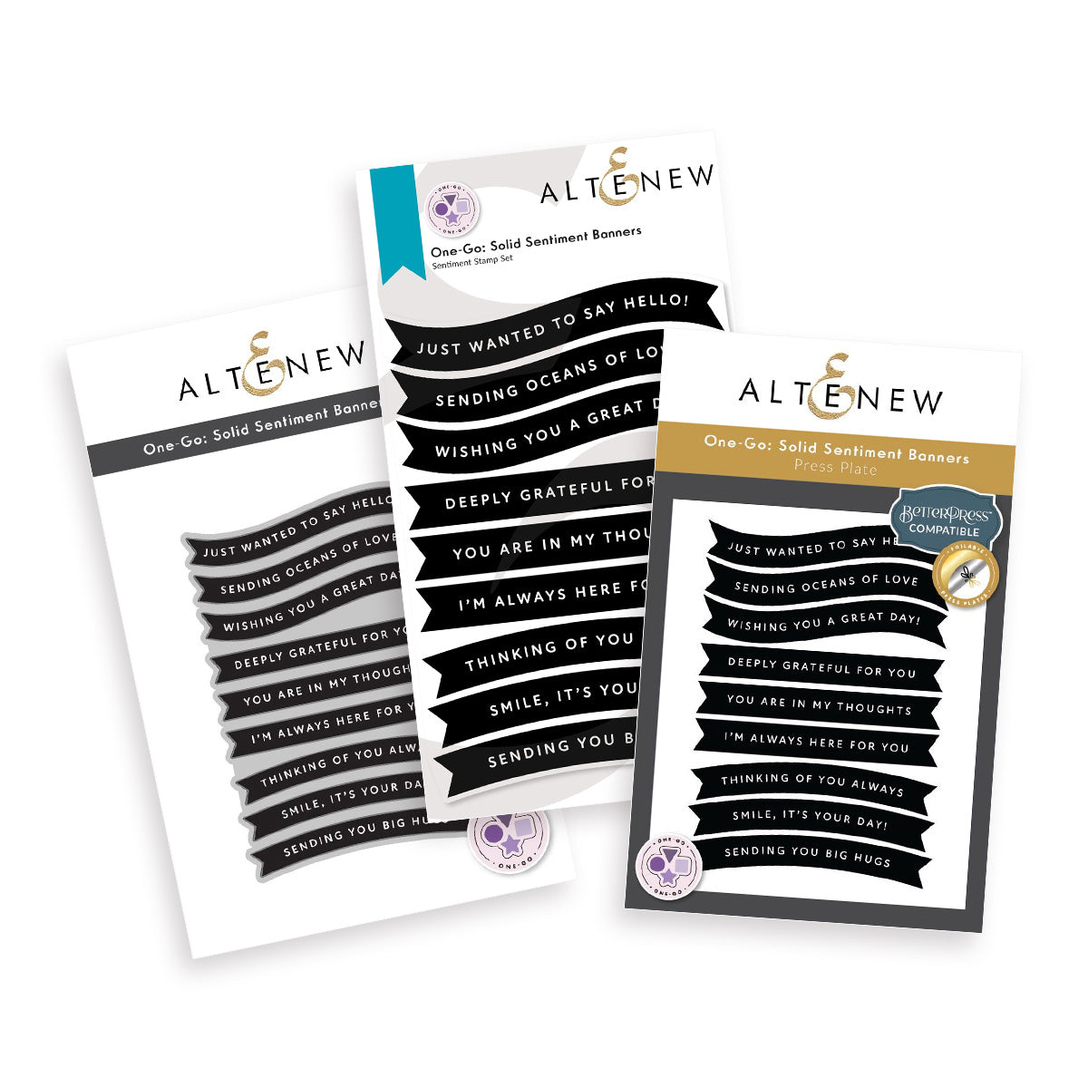 Altenew One-Go: Solid Sentiment Banners - Complete Bundle