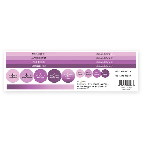 Altenew Round Ink Pads & Blending Brushes Label Set - Highland Flora - ALT11496