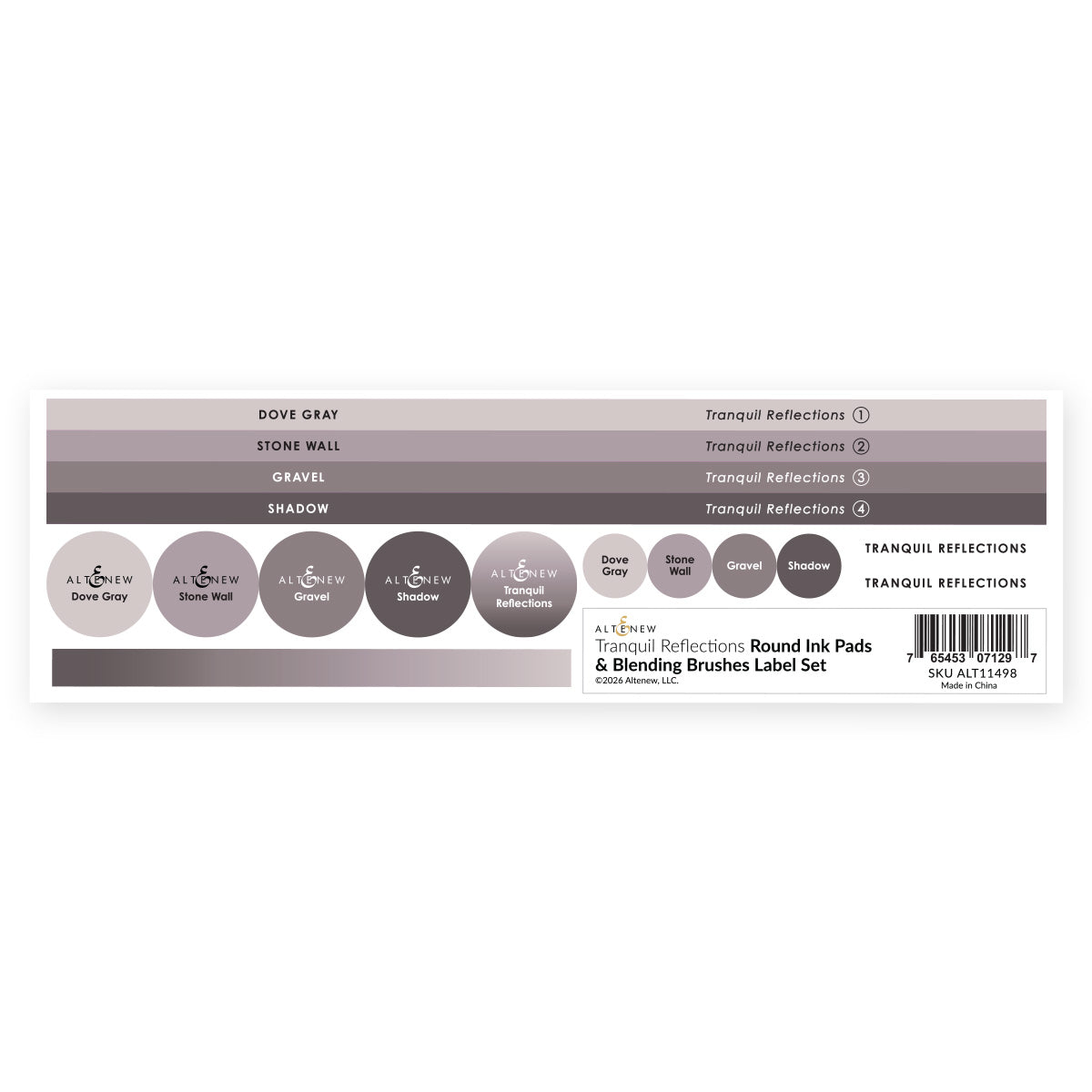 Altenew Round Ink Pads & Blending Brushes Label Set - Tranquil Reflections - ALT11498