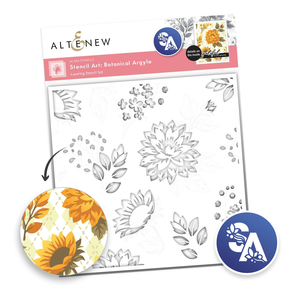 Altenew Stencil Art: Botanical Argyle & Add-on Die Bundle