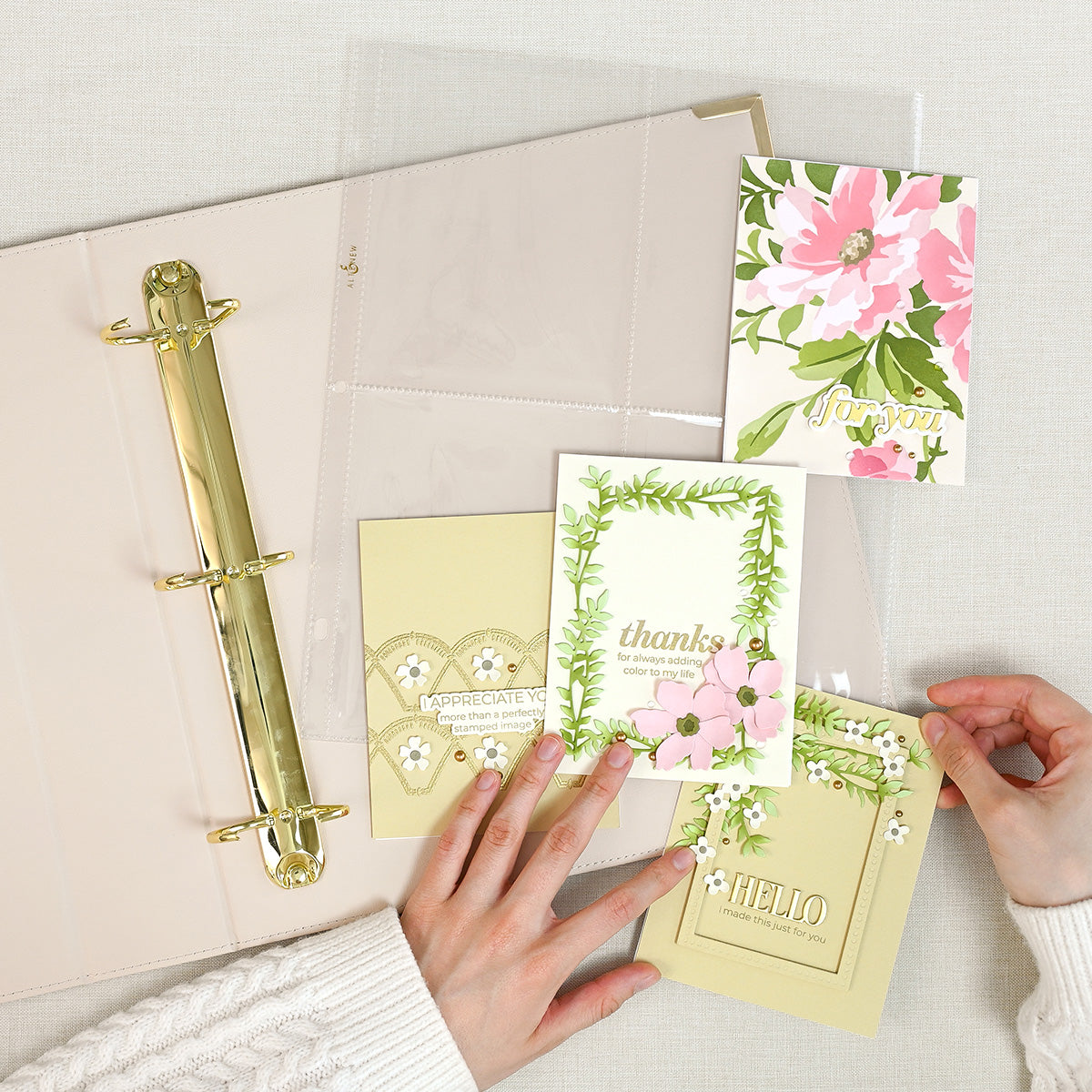 Altenew 9x12 Three-Ring Card Album - Ivory - Complete Bundle (Ivory + Pocket Pages) - ALT11681BN1