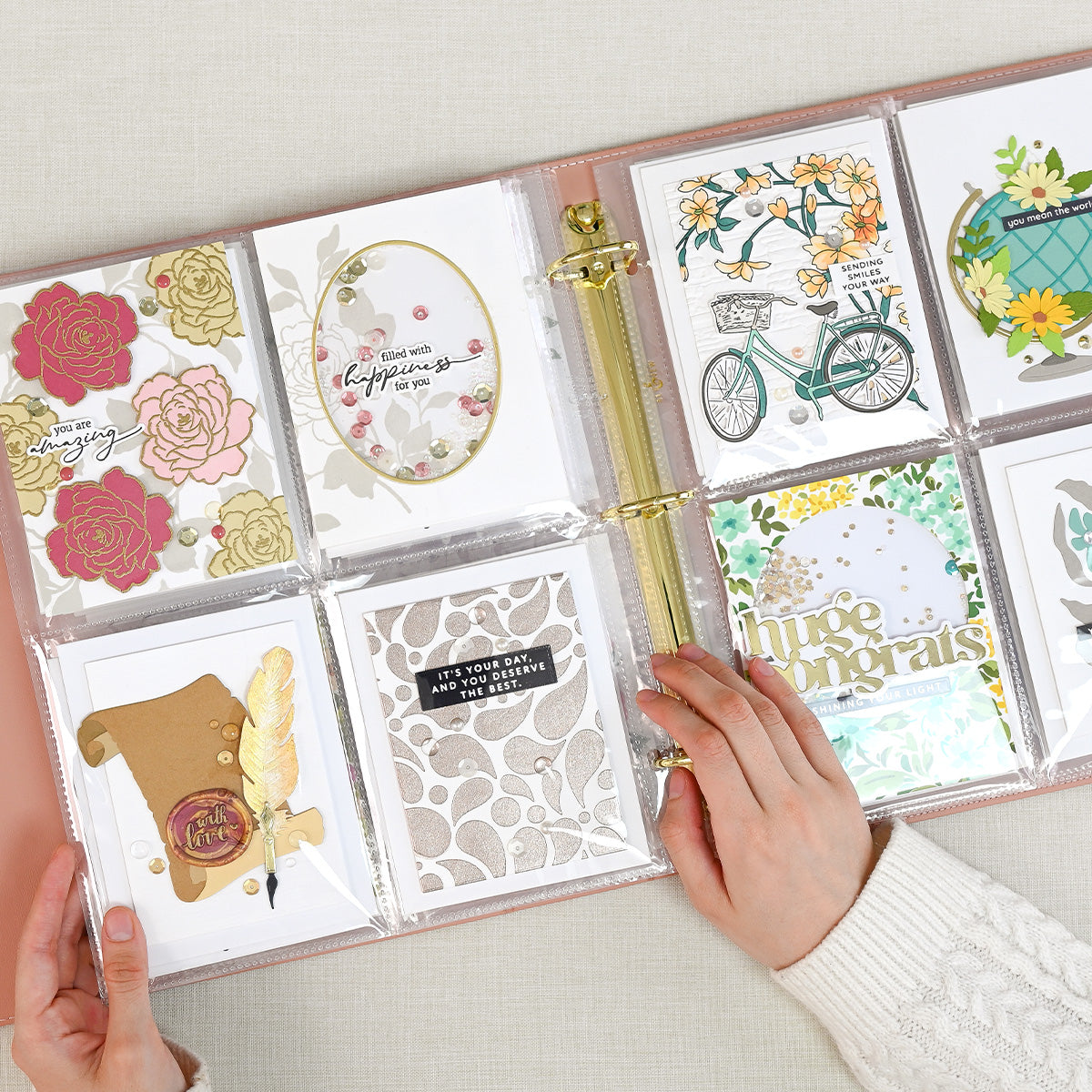 Altenew 9x12 Three-Ring Card Album - Rouge - Complete Bundle (Rouge + Pocket Pages) - ALT11681BN2