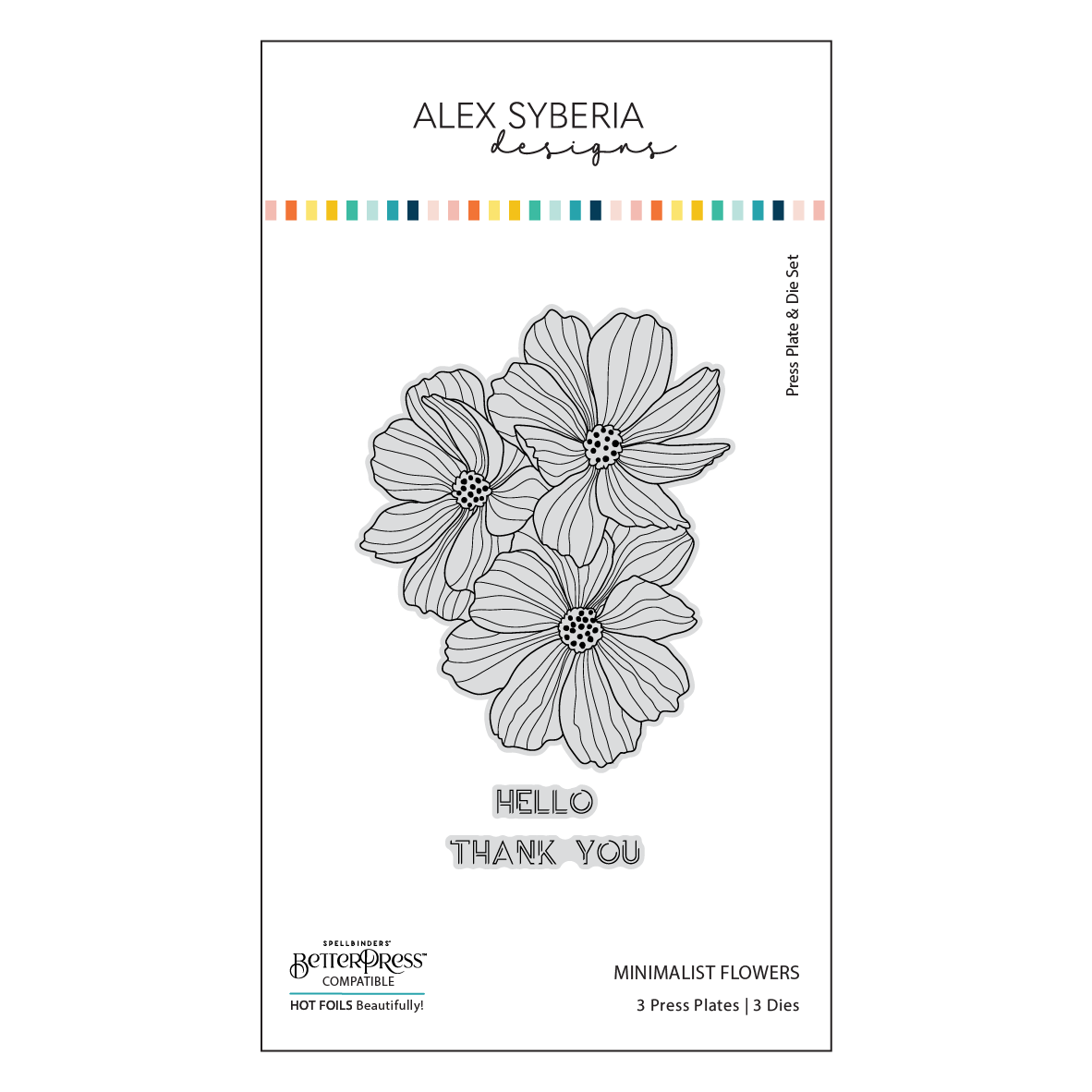 Alex Syberia Designs Minimalist Flowers Press Plate & Die Set