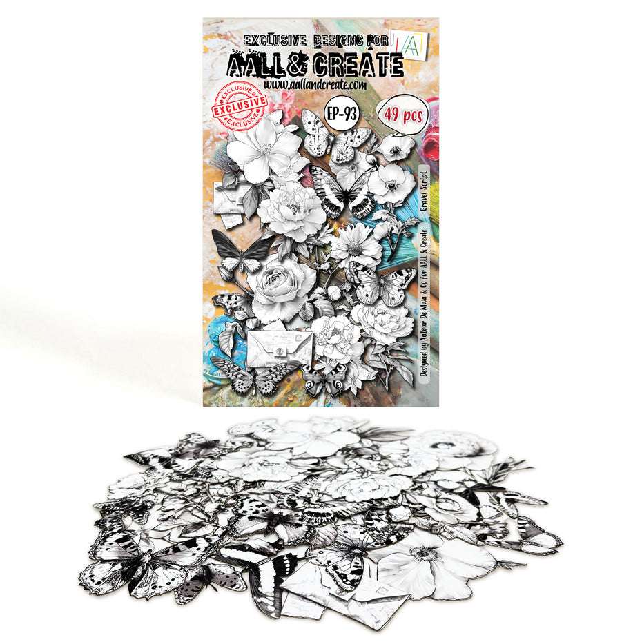 Aall and Create Pollen Drift A6 Ephemera Die-Cuts Gravel Script (AALL-EP-093)
