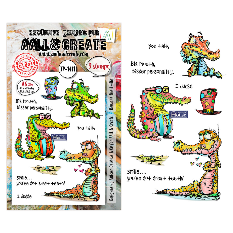 Aall and Create Pun & Paws A6 Stamp Set Beware the Smile (AALL-TP-1411)