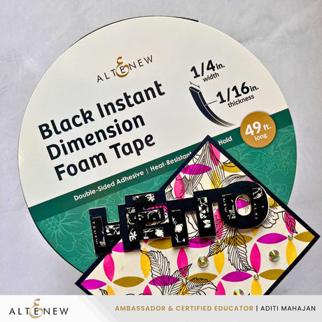 Altenew Black Instant Dimension Foam Tape – 1/16" x 1/4" x 15m postage as per actuals
