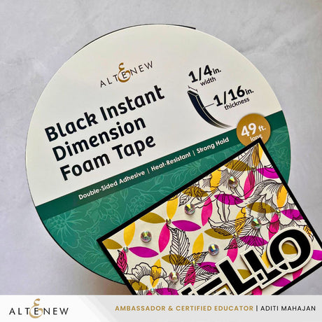Altenew Black Instant Dimension Foam Tape – 1/16" x 1/4" x 15m postage as per actuals