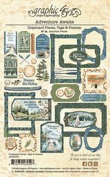 Graphic 45 Adventure Awaits Chipboard Pieces, Tags & Frames