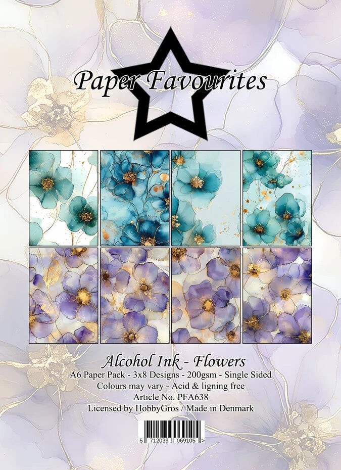 Paper Favourites Alcohol Ink Flowers A6 Paper Pack - PFA638