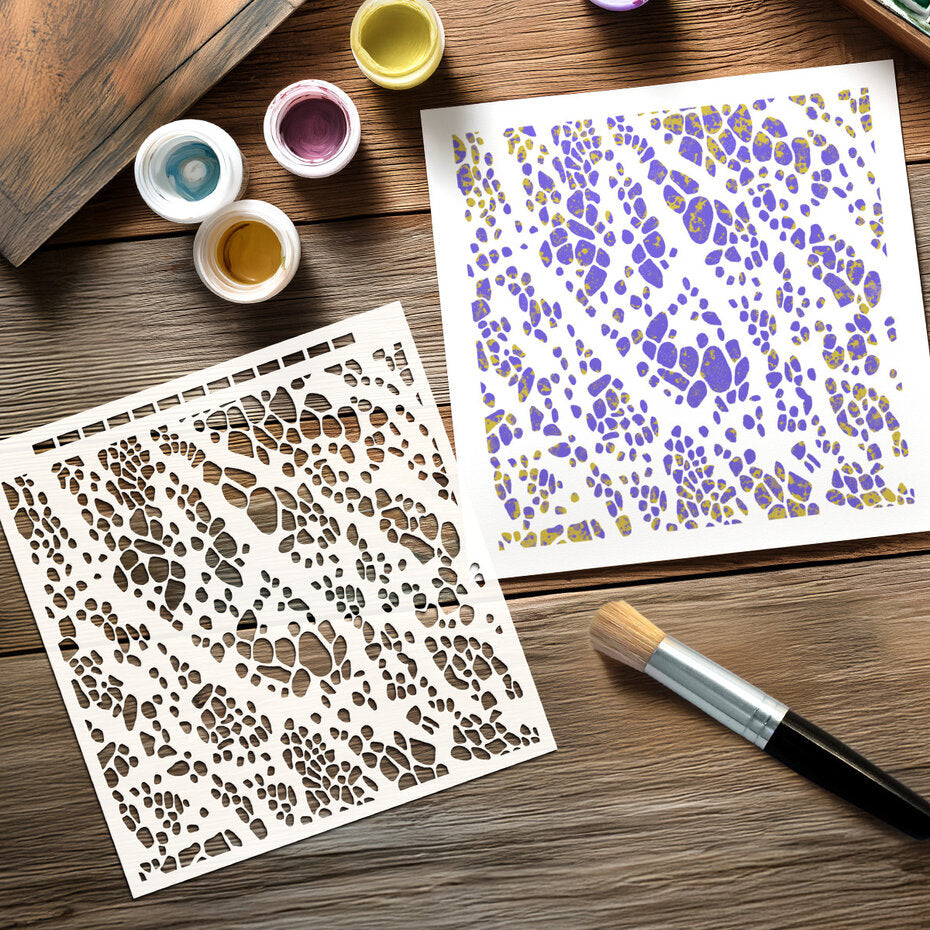 Katy Sue Designs Andy Skinner 8x8 Inch Mixed Media Stencil Pebble Mosaic (08-0004-AS)