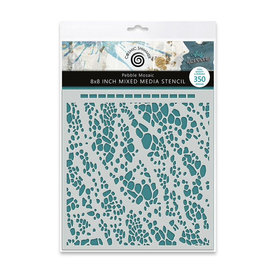 Katy Sue Designs Andy Skinner 8x8 Inch Mixed Media Stencil Pebble Mosaic (08-0004-AS)