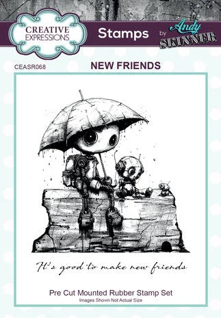 Creative Expressions Andy Skinner Pre-Cut Rubber Stamp Botology New Friends (CEASR068)