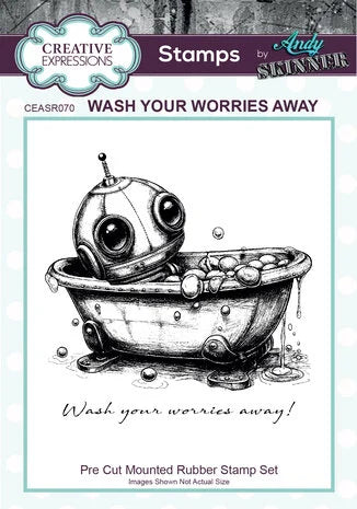 Creative Expressions Andy Skinner Pre-Cut Rubber Stamp Botology Wash Your Worries Away (CEASR070)