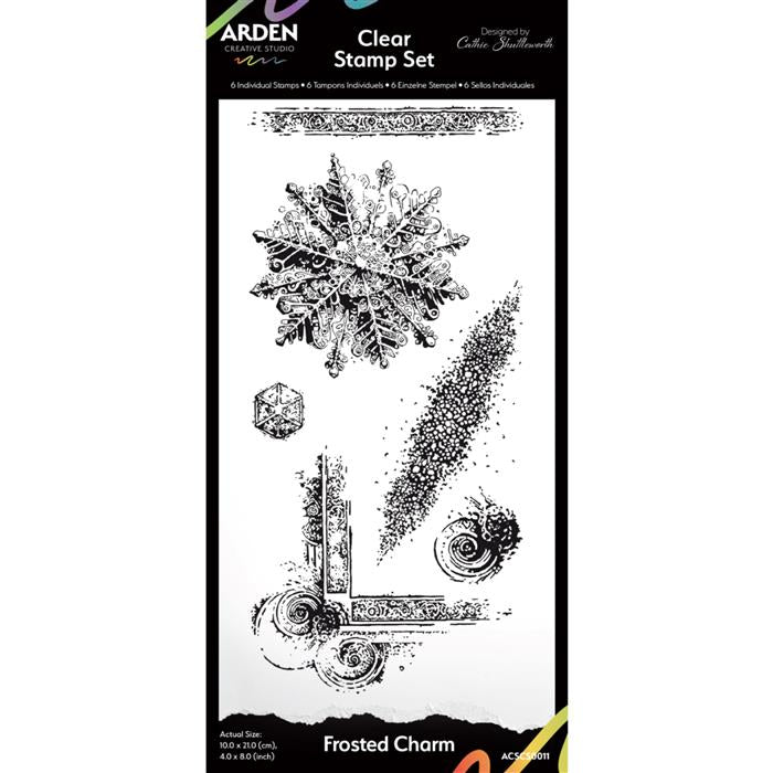 Arden Creative Studio Frosted Charm 4in x 8in Clear Stamp Set