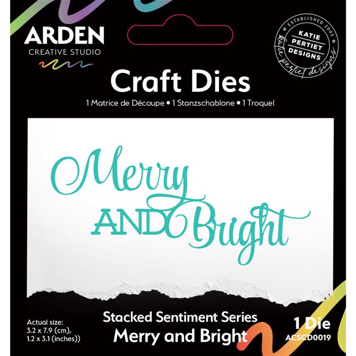 Arden Creative Studio Sentiment Series Stacked Merry and Bright Craft Die