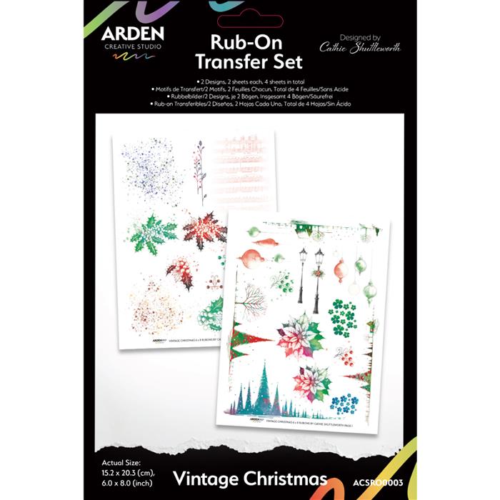 Arden Creative Studio Vintage Christmas 6 in x 8 in Rub-On Transfer Set