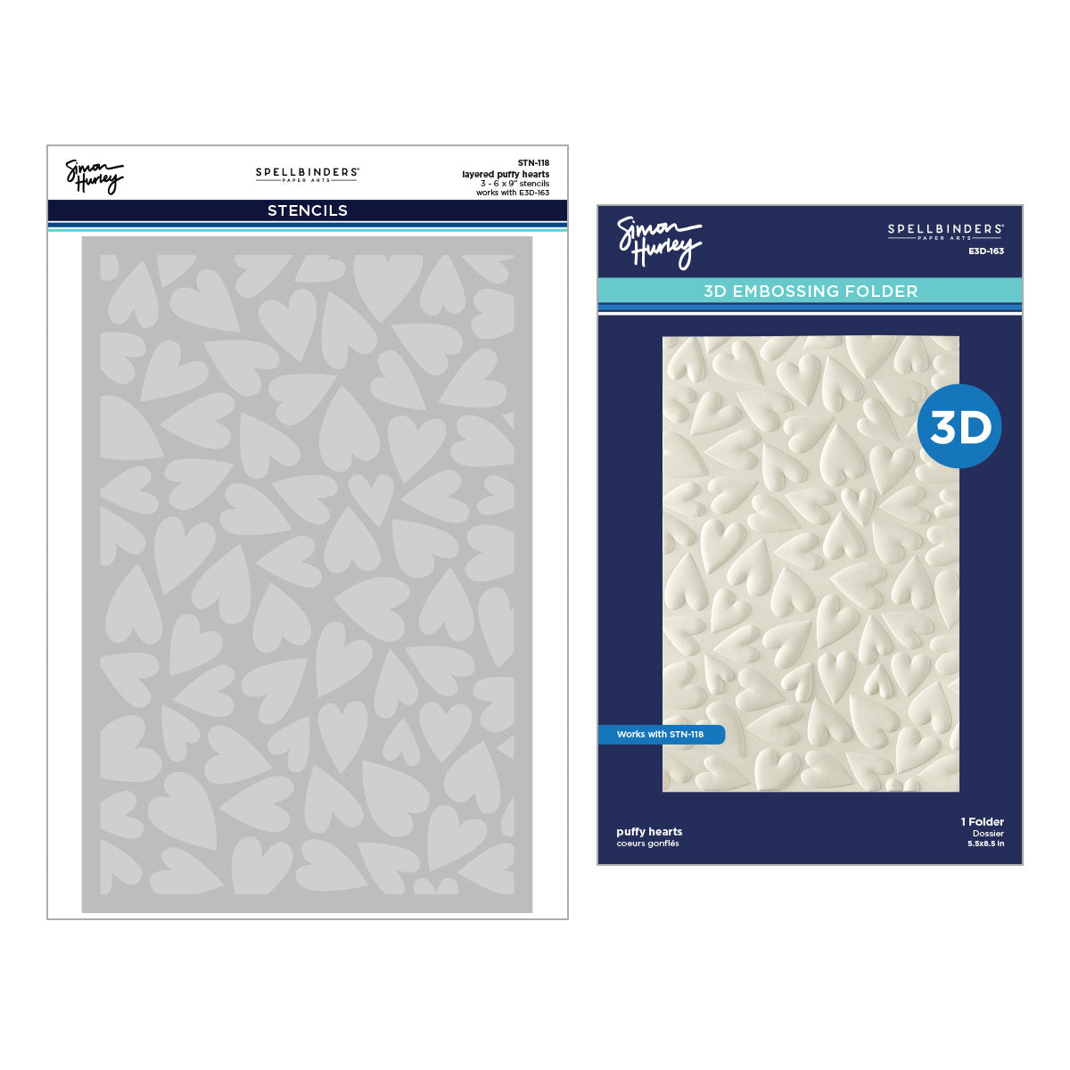 Spellbinders Puffy Hearts 3D Folder & Stencil Bundle