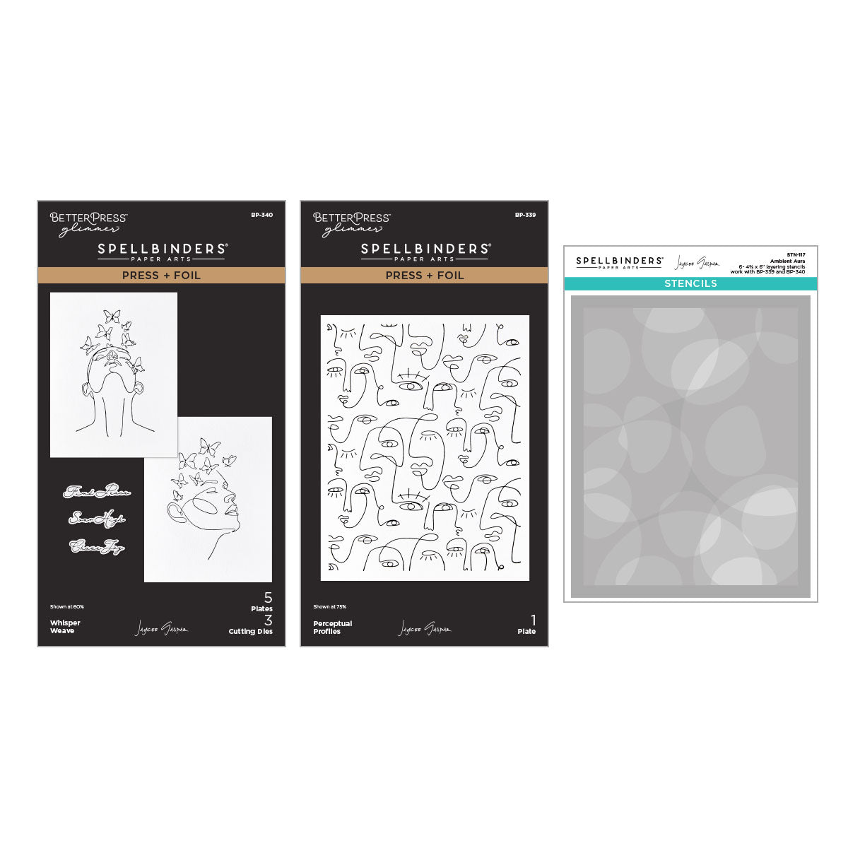 Spellbinders All My Senses Faces Press + Foil Plates and Stencil Bundle by Jaycee Gaspar