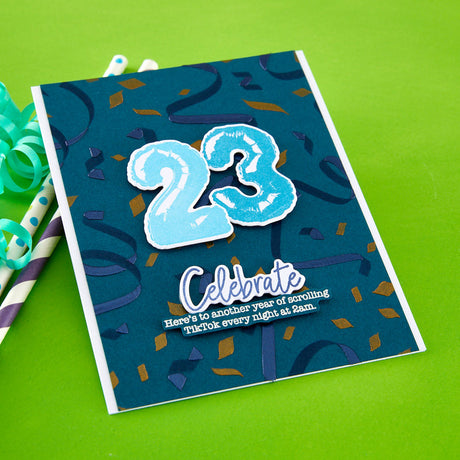 Spellbinders Number Balloons Cling Rubber Stamp and Die Bundle by Simon Hurley