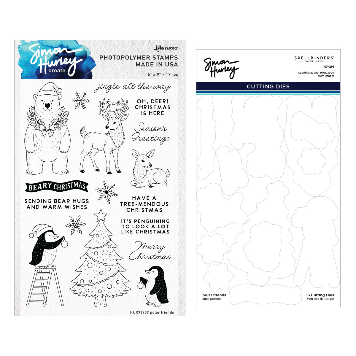 Spellbinders Polar Friends Stamp & Die Bundle by Simon Hurley